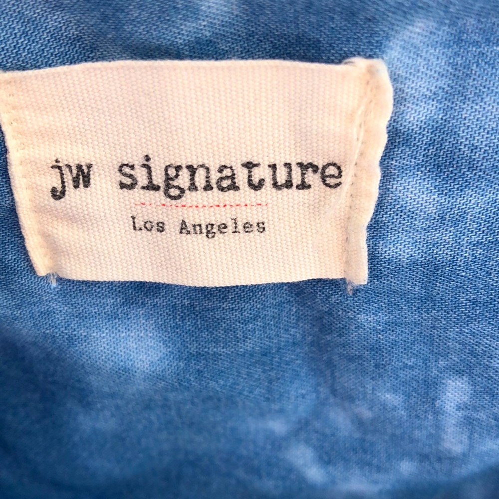 JW Signature western Denim like blue splattered Button Down Dress size L - Picture 4 of 7